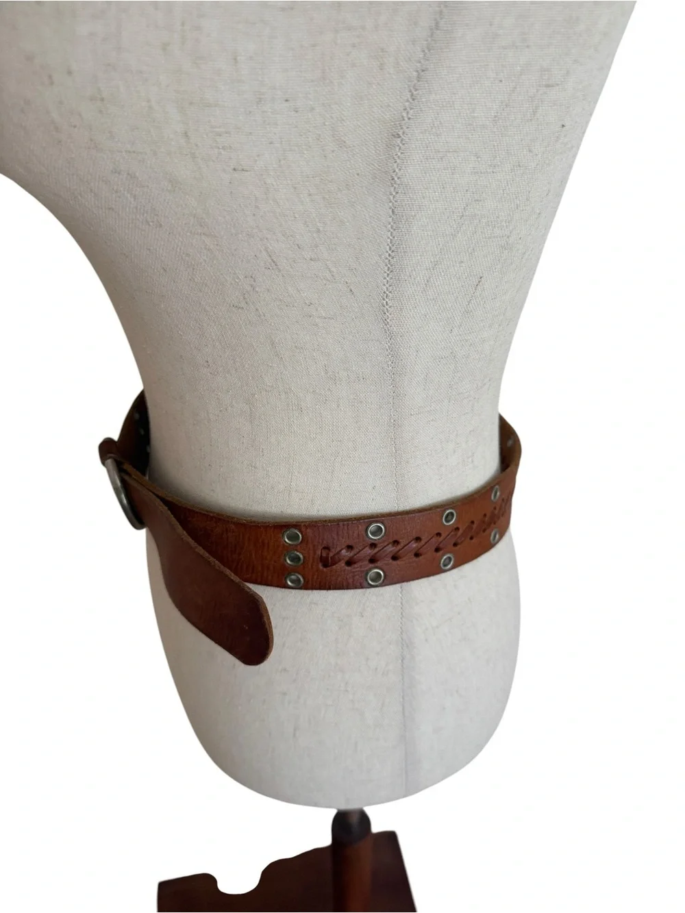 Vintage Y2K Abercrombie & Fitch Brown Leather Belt with Round Ring Buckle S